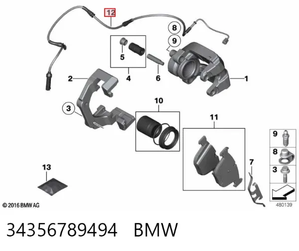 Датчик зносу гальмівних колодок, задній 34356789494 BMW