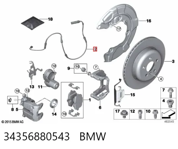 Датчик зносу гальмівних колодок, задній 34356880543 BMW