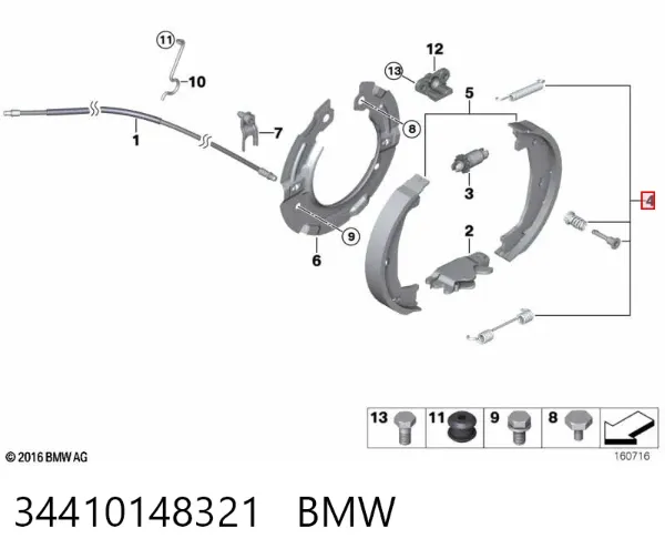 Ремкомплект гальмівних колодок 34410148321 BMW