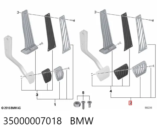 Накладка педалей, комплект 35000007018 BMW