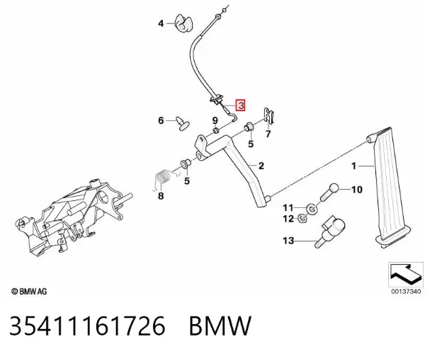 Трос газу 35411161726 BMW