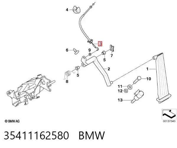 Трос газу 35411162580 BMW