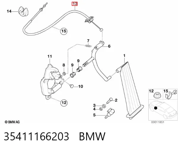 Трос газу 35411166203 BMW