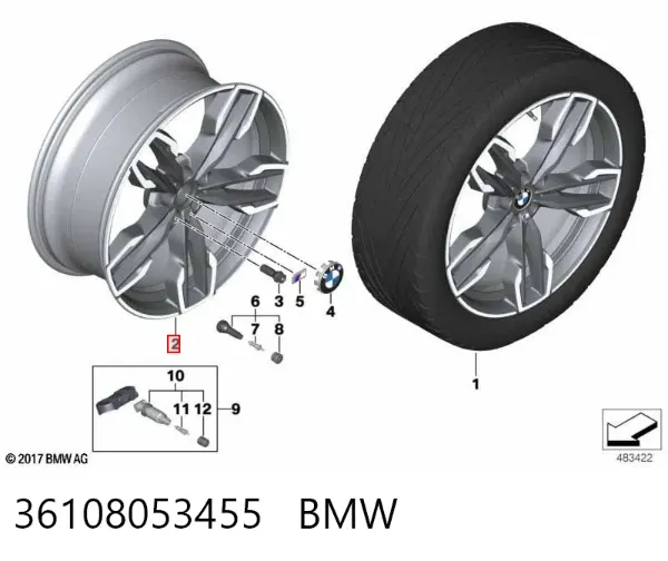 Диски колісні литі (легкосплавні, титанові) 36108053455 BMW