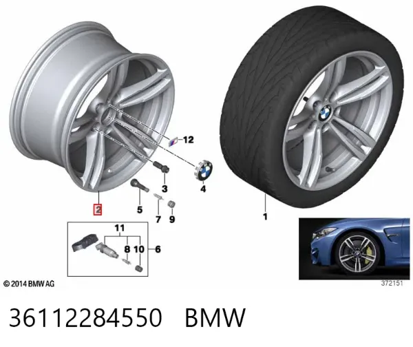 Диски колісні литі (легкосплавні, титанові) 36112284550 BMW