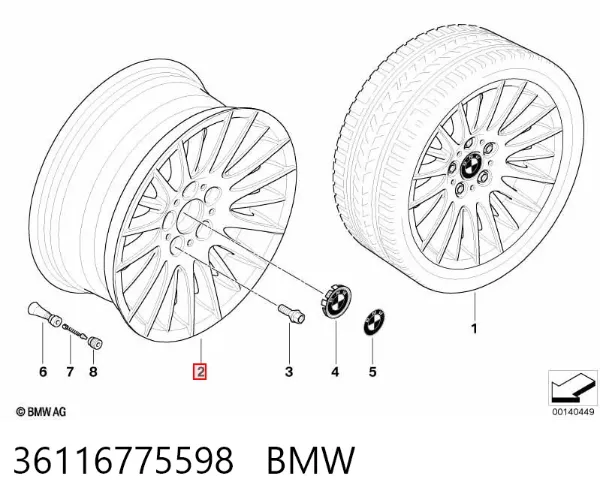 Диски колісні литі (легкосплавні, титанові) 36116775598 BMW