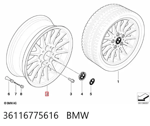 Диски колісні литі (легкосплавні, титанові) 36116775616 BMW