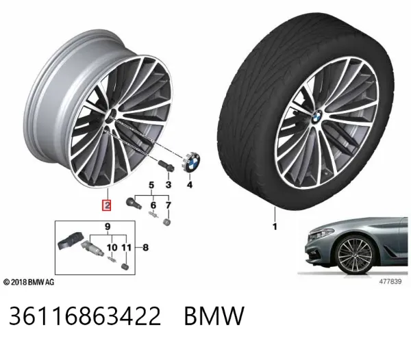 Диски колісні литі (легкосплавні, титанові) 36116863422 BMW