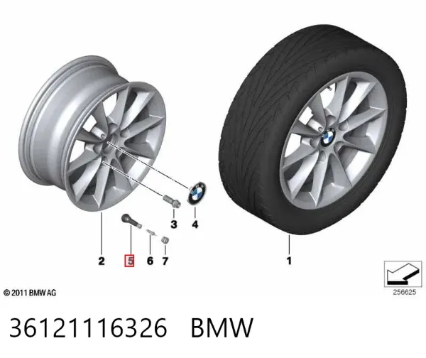 Вентиль для колеса 36121116326 BMW