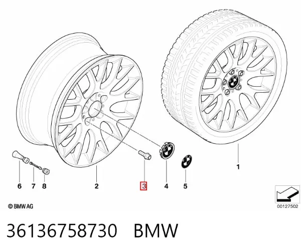 Колісний болт 36136758730 BMW