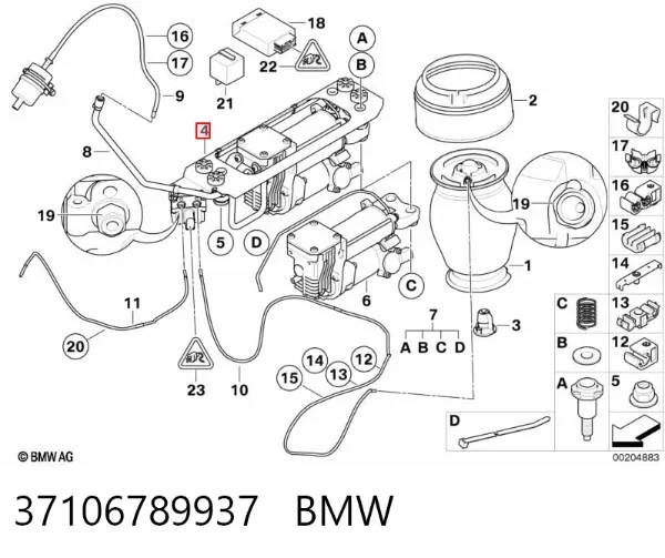 Компресор пневмопідкачки (амортизаторів) 37106789937 BMW