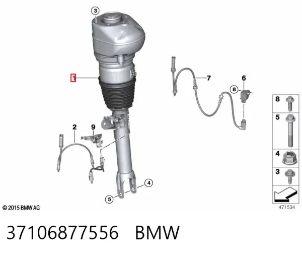 Амортизатор передній, правий 37106877556 BMW
