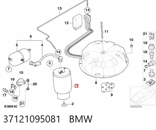 Пневмоподушка/Пневморессора моста заднього 37121095081 BMW