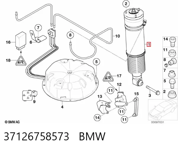 Амортизатор задній, лівий 37126758573 BMW