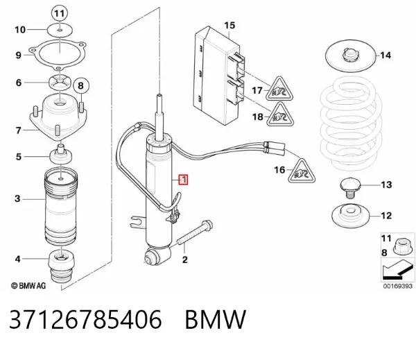 Амортизатор задній, правий 37126785406 BMW