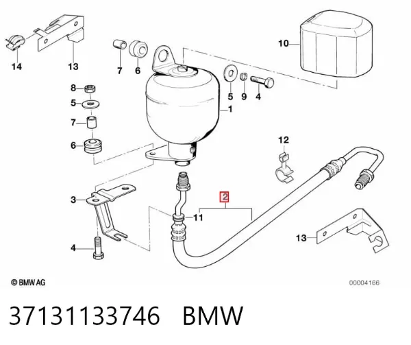 Трубка пневматична, заднього амортизатора правого 37131133746 BMW