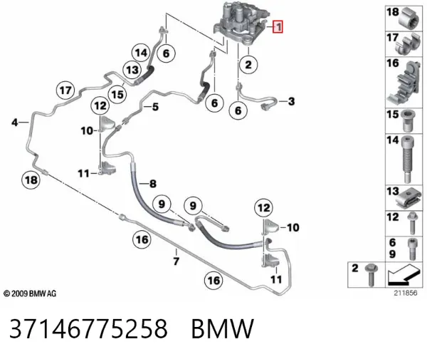 Блок клапанів гідравлічної підвіски AБС (ABS) 37146775258 BMW