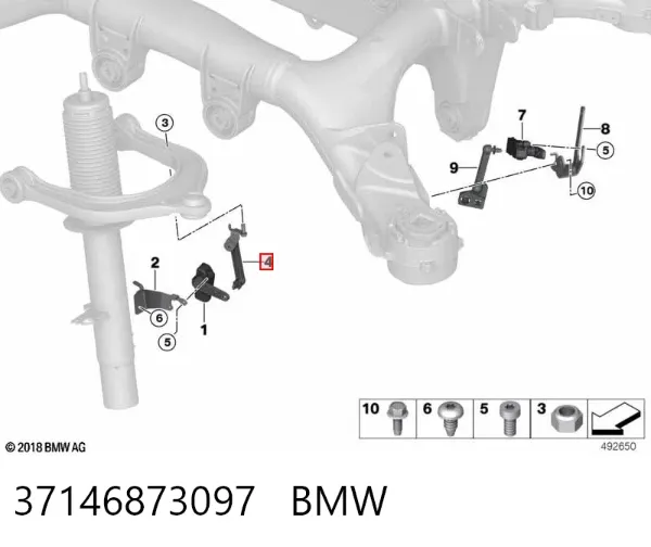 Тяга датчика рівня положення кузова, задня ліва 37146873097 BMW