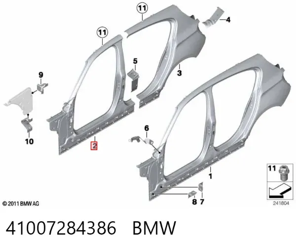 Отвір передніх правих дверей 41007284386 BMW