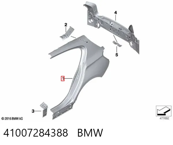 Крило заднє праве 41007284388 BMW