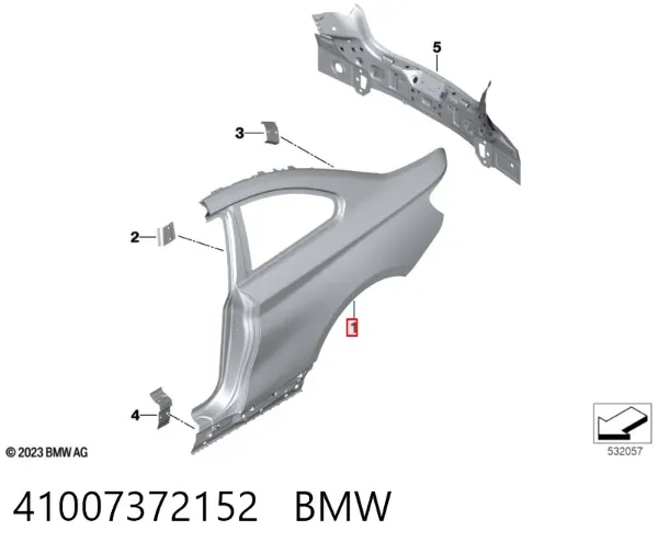 Крило заднє праве 41007372152 BMW