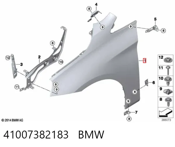 Крило переднє ліве 41007382183 BMW