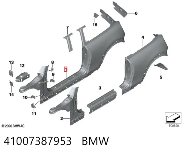 Боковина кузова ліва 41007387953 BMW