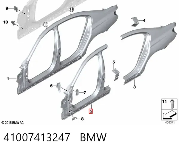 Отвір передніх лівих дверей 41007413247 BMW