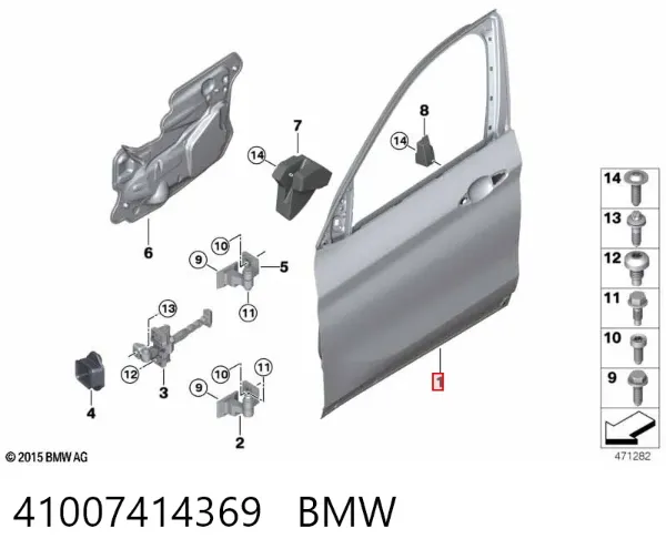 Двері передні ліві 41007414369 BMW