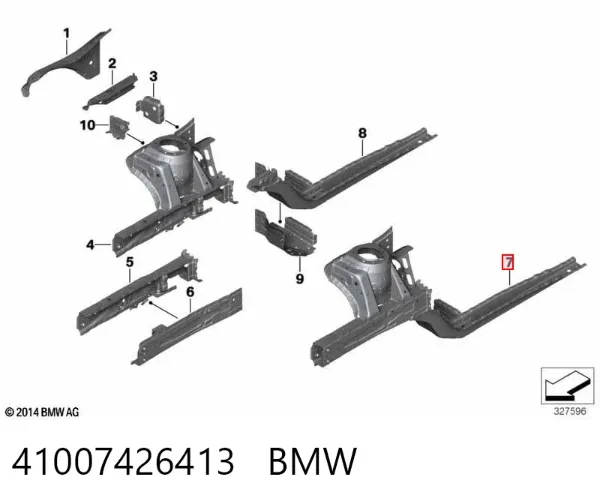Лонжерон рами передній лівий 41007426413 BMW