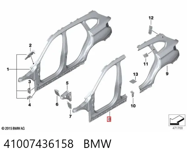 Отвір передніх правих дверей 41007436158 BMW