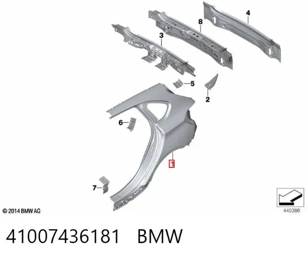 Крило заднє ліве 41007436181 BMW