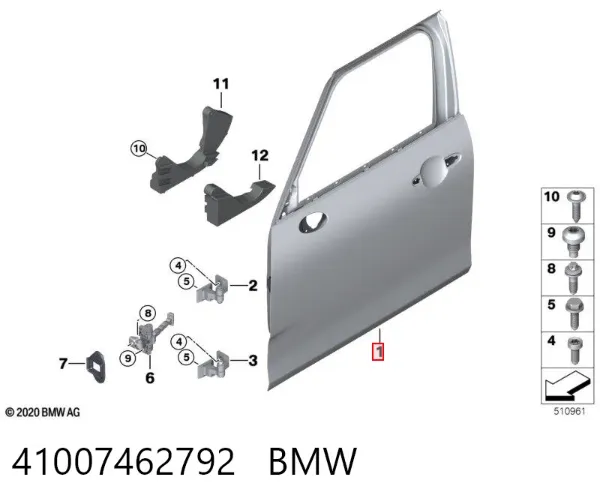 Двері праві передні 41007462792 BMW