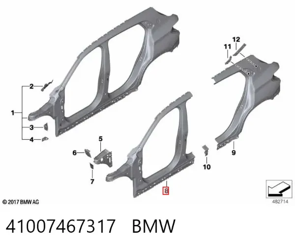 Отвір передніх лівих дверей 41007467317 BMW