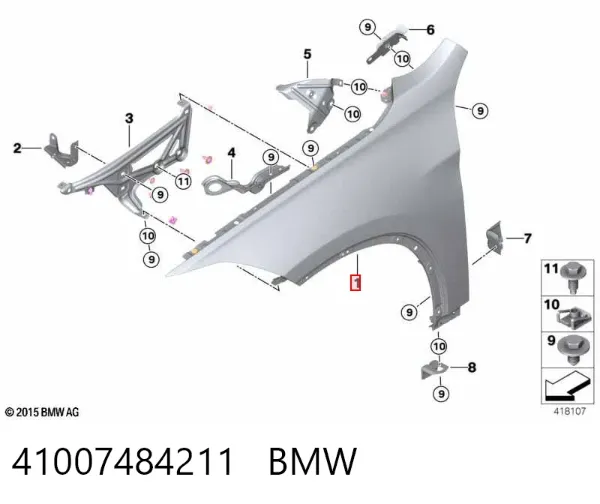 Крило переднє ліве 41007484211 BMW