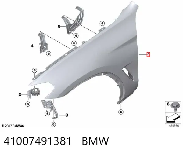 Крило переднє ліве 41007491381 BMW