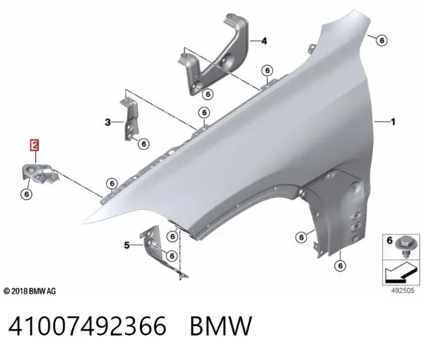 Кронштейн крила заднього 41007492366 BMW