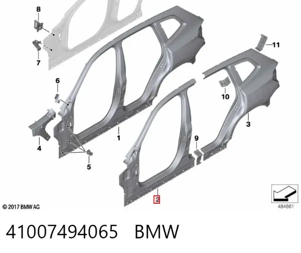 Отвір передніх лівих дверей 41007494065 BMW