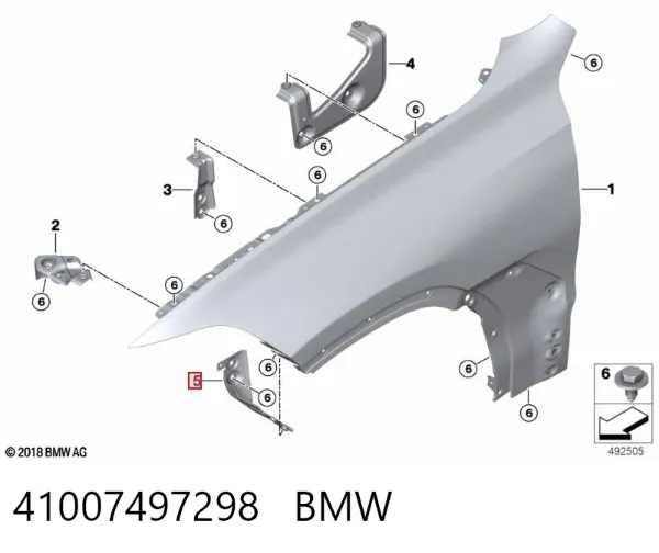 Кронштейн кріплення крила переднього правого, передній 41007497298 BMW