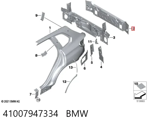 Панель задня, багажного відсіку 41007947334 BMW