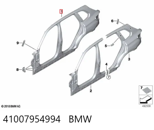 Боковина кузова права 41007954994 BMW