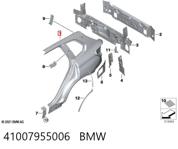 Крило заднє праве 41007955006 BMW