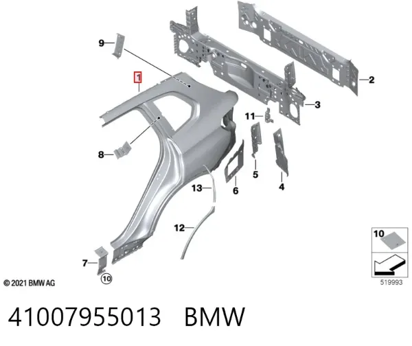 Крило заднє ліве 41007955013 BMW