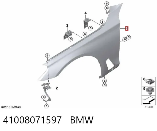 Крило переднє ліве 41008071597 BMW