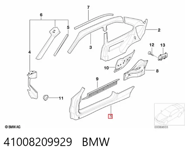 Поріг зовнішній лівий 41008209929 BMW