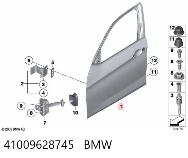Двері передні ліві 41009628745 BMW