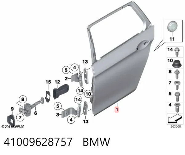 Двері задні, ліві 41009628757 BMW