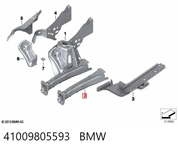 Лонжерон рами передній лівий 41009805593 BMW