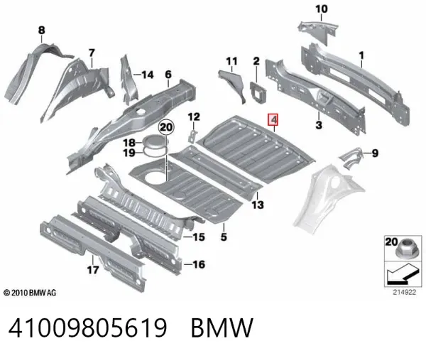 Днище багажника/ніша запасного колеса 41009805619 BMW