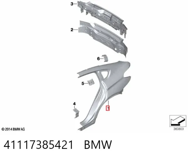 Крило заднє ліве 41117385421 BMW